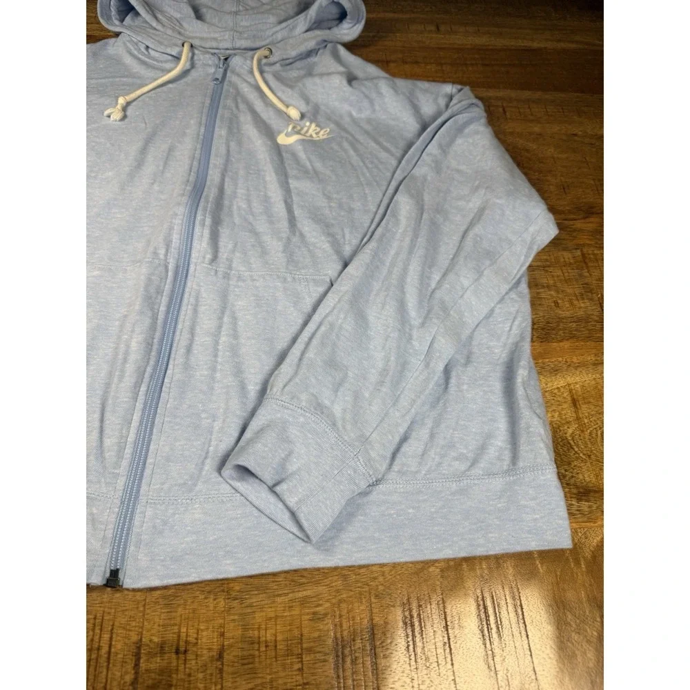 Nike Sportswear Womens XL Light Blue Full Zip Hoodie Sweatshirt Organic Cotton